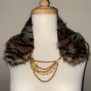 Faux-Fur Collar with Chain Necklace